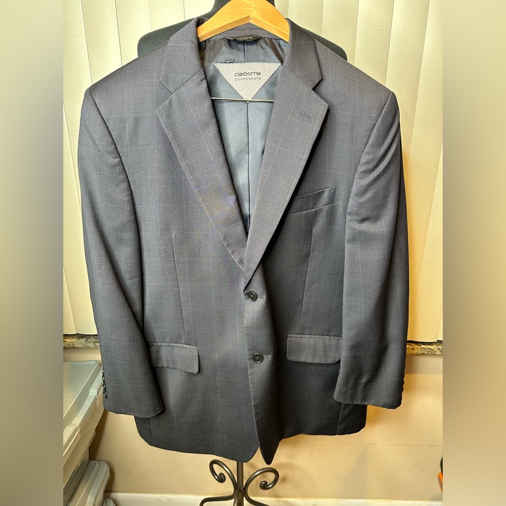 Claiborne Components Black Ginham Career Evening Men’s Suit Jacket